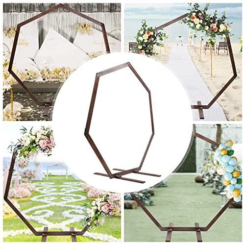 Holz Siebeneckiger Holzbogen Ballon Bogen Traubogen Hochzeit Girlande DIY Hintergrund Geburtstag Dekoration Torbogen Sechseck Stabil Kit Hochzeitsbogen Deko Ständer FüR Party 2.4 * 2.19M von Shiyinge