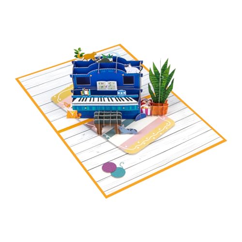 Elegante Grußkarte mit blauem Klaviermotiv, aufwendige 3D-Grußkarte mit blauem Klavier-Design, Grußkarte für Musikliebhaber und Partys Elegante Grußkarte mit blauem Klaviermotiv, aufwendige 3D-Grußkarte mit blauem Klavier-Design, Grußkarte für Musikliebhaber und Partys von Shntig