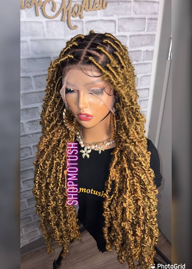 Faux Locs Perücke Großer Teil Handgemachte Für Schwarze Frauen Voller Spitze Box Zopf Cornrows Knotenlose Perücken Fauxlocs Dreadlocks Geflochtene von ShopMotushHair