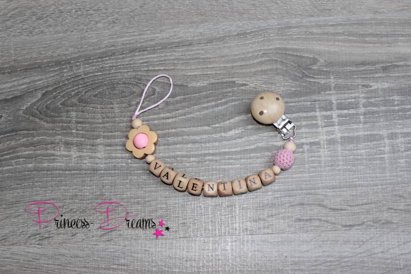 Schnullerkette Mit Namen Mädchen, Personalisiert , Holz Jungen, Personalisierte Baby von ShopPrincessDreams