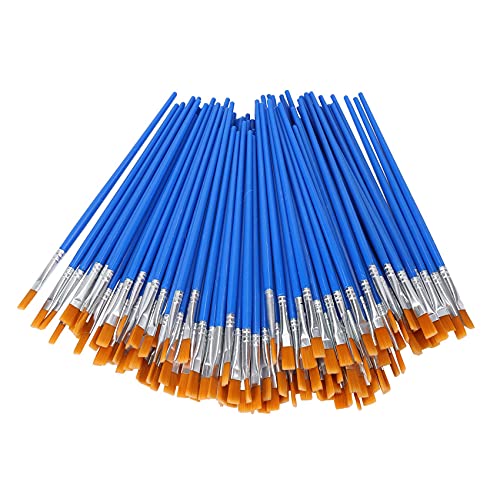 Shovelmty 200 StüCke Flache Pinsel Kleine Pinsel Bulk für Detail Malerei Aquarell von Shovelmty