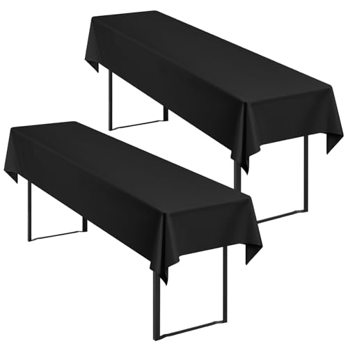 2 Stück Schwarz Biertisch Tischdecke universal für 50cm u.70cm Biertische Hussen für Biertisch, Blickdichte Polyester Biertischhussen Biertisch-Husse Rechteckige Tischdecken Waschbar-250x100cm von Showgeous