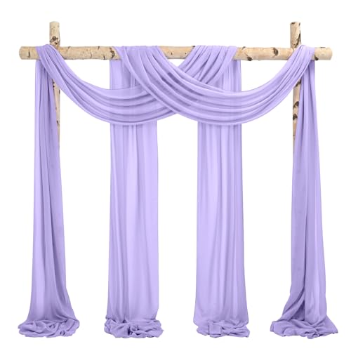 Showgeous 2 Packs Querbehang Lavendel 73cmx610cm Tüll Foto Hintergrund Hochzeit Vorhang Deko Lavendel Chiffon-Stoff Hochzeitsbogen Gardinen für Laube Hochzeit Torbogen Zeremonie Fotografie Party von Showgeous