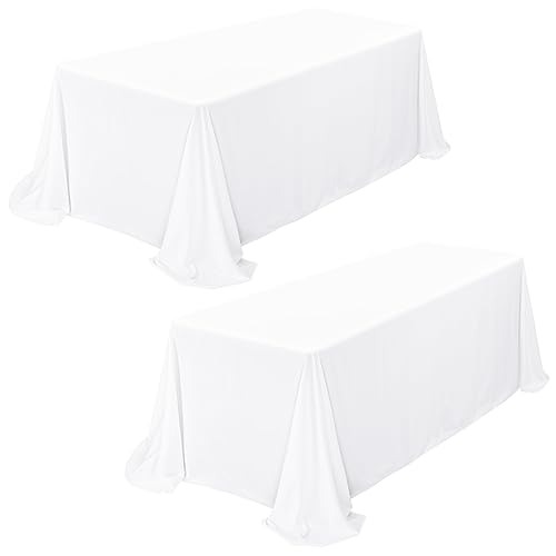 Showgeous 2 Stück Tischdecke Weiß Tischdecken 229x335cm Rechteckige Tischdecke Polyestergewebe Abwaschbare Tischtuch für Hochzeit Bankett Partys Restaurant Buffet Camping von Showgeous