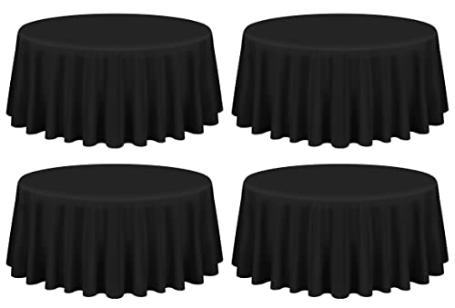 Showgeous 4 Stück Schwarze Runde Tischdecken 305cm Polyester Tischdecke Outdoor Rund Waschbare Tischtuch für Hochzeit Bankett Restaurant Buffet Parteien Garten von Showgeous