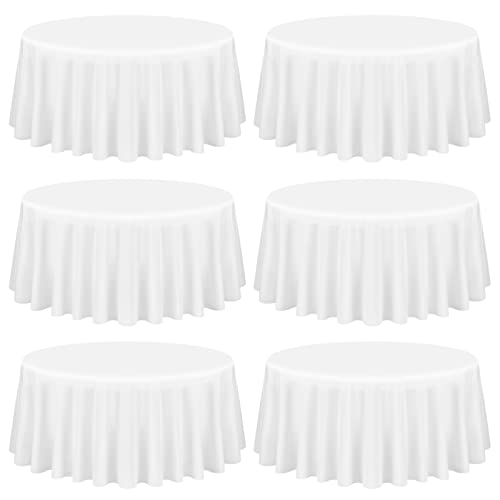 Showgeous 6 Stück Tischdecke Weiße Runde Tischdecke 228cm Polyester Stoff Tischdecke Rund Waschbare Tischdecke für Hochzeit Bankett Restaurant Buffet Parteien Garten von Showgeous