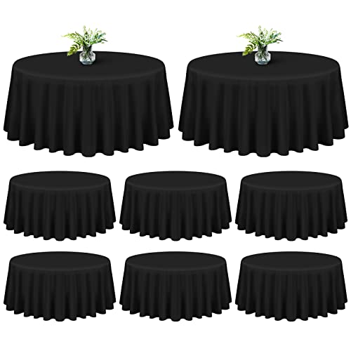 Showgeous 8 Stück Tischdecke Schwarz Runde Tischdecke 228cm Polyester Stoff Tischdecke Rund Waschbare Tischdecke für Hochzeit Bankett Restaurant Buffet Parteien Garten von Showgeous