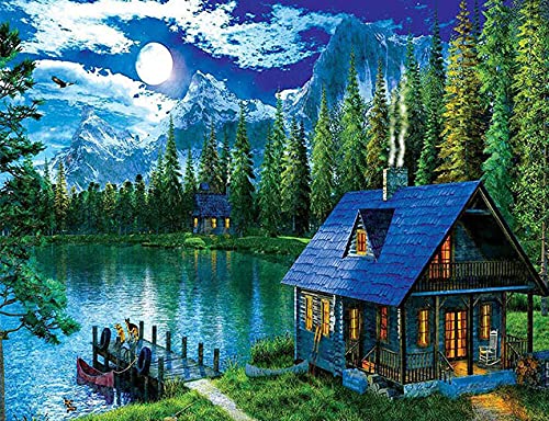 Showker 5D Diamant Painting BilderKabinenlandschaft, DIY Diamond Painting Bilder Zubehör Runde Diamond Kreuzstich Stickerei Dekoration Schlafzimmer Büro Home Wandbild 30x40cm von Showker