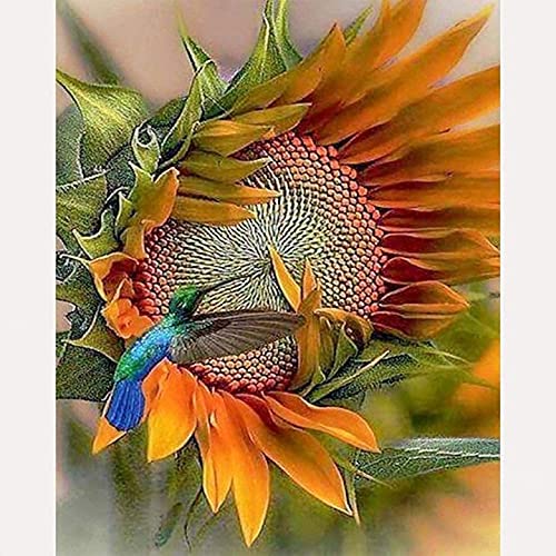 Showker 5D Diamant Painting Kit Vogel - DIY Diamond Painting Sonnenblume Bilder Runde Zubehör für Runde Diamond Kreuzstich Stickerei - Dekorative Kunst für Büro und Zuhause 40x50 cm von Showker