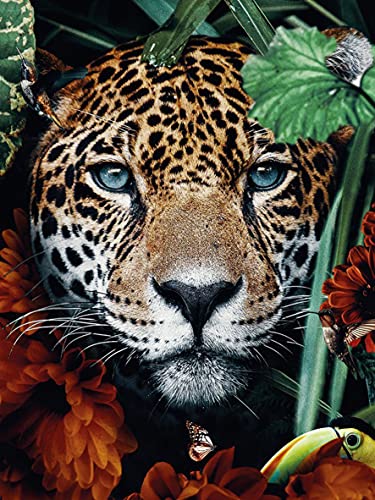 Showker 5D Diamant Painting Kit Tiger - DIY Diamond Painting Regenwald Bilder Runde Zubehör für Runde Diamond Kreuzstich Stickerei - Dekorative Kunst für Büro und Zuhause 30x40 cm von Showker