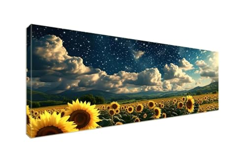 5D Diamant Painting Bilder, Diamond Painting Blauer Himmel Sonnenblume Diamond Art Painting Set, Diamond Painting XXL Basteln Erwachsene, Stickerei Kreuzstich Diamant Kunst Malerei 100x40cm S-951 von Shozhoo