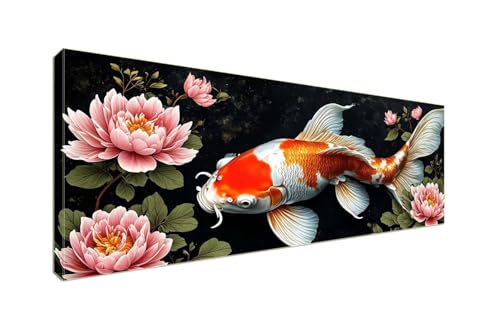 5D Diamant Painting Bilder, Diamond Painting Pfingstrose Goldfisch Diamond Art Painting Set, Diamond Painting XXL Erwachsene, Stickerei Kreuzstich Diamant Kunst Malerei, Room Decor 250x100cm S-152 von Shozhoo