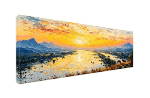 Diamant Painting Bilder, Diamond Painting Sunset Horse Diamond Art Painting Set, Diamond Painting XXL Basteln Erwachsene, Stickerei Kreuzstich Diamant Kunst Malerei, Room Decor Wohnwand 250x100cm S-27 von Shozhoo