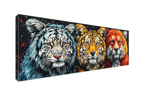 Diamant Painting Bilder, Diamond Painting Tiger Tiere Diamond Art Painting Set, Diamond Painting XXL Basteln Erwachsene, Stickerei Kreuzstich Diamant Kunst Malerei, Room Decor Wohnwand 250x100cm S-959 von Shozhoo