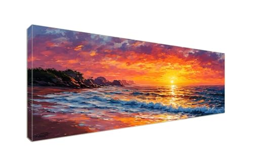 Diamond Painting Erwachsene Groß XXL 225x90cm Diamant Painting Bilder, 5D Sonnenuntergangswellen Diamond Painting Kinder DIY Voll Diamant Malen Nach Zahlen, Cross Stickerei Malerei Kits Wand Dekor S13 von Shozhoo