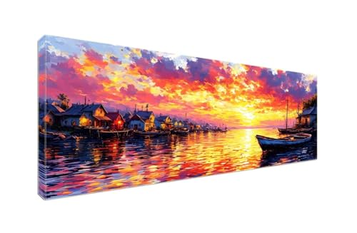 Diamond Painting Erwachsene Groß XXLl 225x90cm Diamant Painting Bilder, 5D Sunset Coast Diamond Painting Kinder DIY Voll Diamant Crystal Art Malen Nach Zahlen, Stickerei Malerei Kits Wand Dekor S-11 von Shozhoo