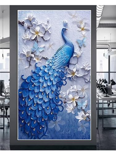 Diamond Painting Erwachsene XXL 124x70cm, Pfau Diamond Painting Kinder Blau Diamant Painting Bilder Malen Nach Zahlen Erwachsene Diamant Malerei Stickerei Set Kreuzstich Bilder Home Wand Dekor Z-7859 von Shozhoo