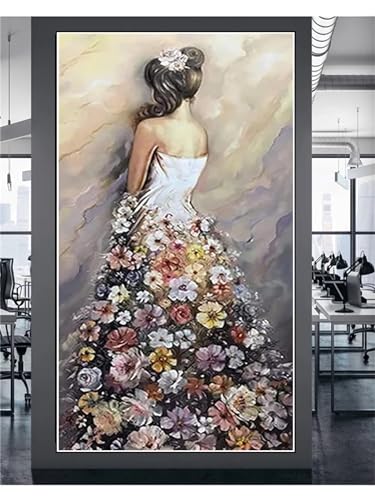 Mädchen Diamond Painting Set, DIY 5D Diamant Painting Bilder Erwachsene Stickerei Blumen-Kleider Diamond Art Painting Malen Nach Zahlen Full Diamant Malerei Gem Crystal Art Deko 71xx40cm Z-6093 von Shozhoo