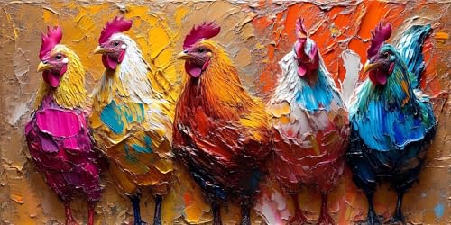 Malen Nach Zahlen Erwachsene, Farbe Huhn DIY Handgemalt Ölgemälde Kit für Anfänger und Erwachsene Mit 3-Pinseln und Acrylfarbe, Malen Nach Zahlen Kinder Basteln für Home Décor Geschenk 90x180cm s-12 von Shozhoo