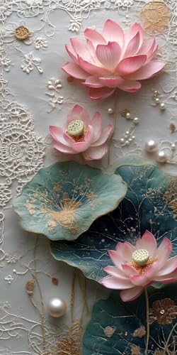 Malen Nach Zahlen Erwachsene, Perle Lotus DIY Handgemalt Ölgemälde Kit für Anfänger und Erwachsene Mit 3-Pinseln und Acrylfarbe, Malen Nach Zahlen Kinder Basteln für Home Décor Geschenk 50x100cm s-984 von Shozhoo