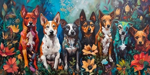 Malen Nach Zahlen Erwachsene, Tier Hund DIY Handgemalt Ölgemälde Kit für Anfänger und Erwachsene Mit 3-Pinseln und Acrylfarbe, Malen Nach Zahlen Kinder Basteln für Home Décor Geschenk 60x120cm s-73 von Shozhoo