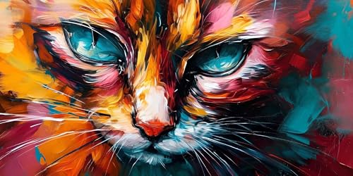 Malen Nach Zahlen Erwachsene, Tier Katze DIY Handgemalt Ölgemälde Kit für Anfänger und Erwachsene Mit 3-Pinseln und Acrylfarbe, Malen Nach Zahlen Kinder Basteln für Home Décor Geschenk 50x100cm s-108 von Shozhoo