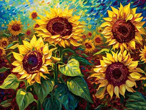 Malen Nach Zahlen Erwachsene, Van Gogh Sonnenblume Malen Nach Zahlen Bild, DIY Set mit Pinseln und Acrylfarben Handgemalt Ölgemälde Leinwand, Malen Nach Zahlen Kinder für Home Décor 110x80cm s-7290 von Shozhoo