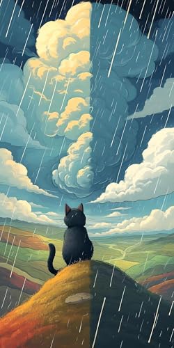 Malen Nach Zahlen Erwachsene, Wolke Katze DIY Handgemalt Ölgemälde Kit für Anfänger und Erwachsene Mit 3-Pinseln und Acrylfarbe, Malen Nach Zahlen Kinder Basteln für Home Décor Geschenk 90x180cm s-978 von Shozhoo