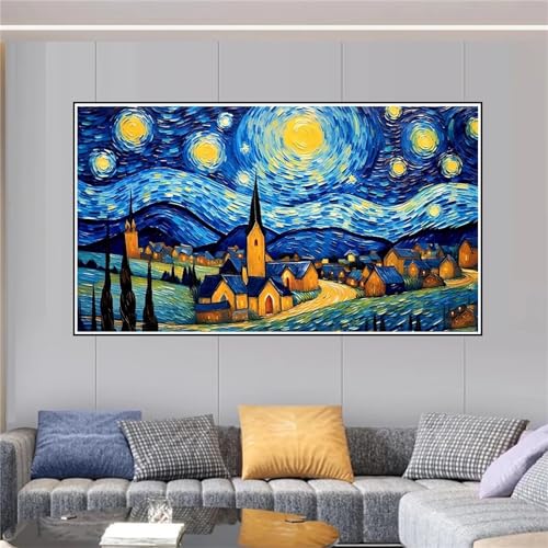 Van Gogh Diamond Painting Set, DIY 5D Diamant Painting Bilder Erwachsene Stickerei Sternenhafte Nacht Diamond Art Painting Malen Nach Zahlen Full Diamant Malerei Gem Crystal Art Deko 36x20cm Z-10289 von Shozhoo