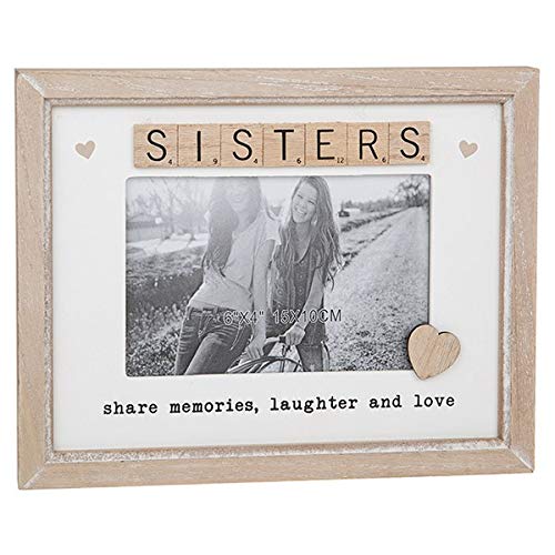 Shudehill Holz-Bilderrahmen mit Aufschrift "Sisters Share Memories, Laughter and Love" von Shudehill Giftware