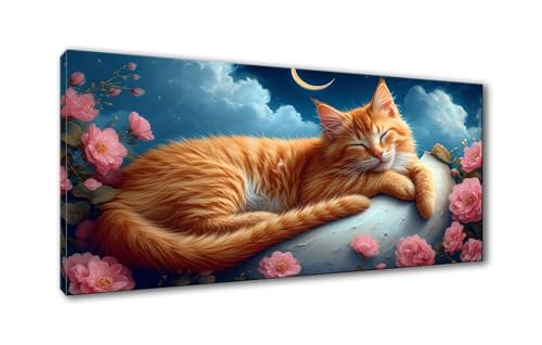 5D Diamond Painting Katze Diamond Painting Erwachsene Blume Diamant Painting Bilder Kinder DIY Diamant Malerei Stickerei Kreuzstich Set für Home Wand Deko Wohnzimmer Geschenke Frauen 30 x 60 cm Y-833 von Shueayin