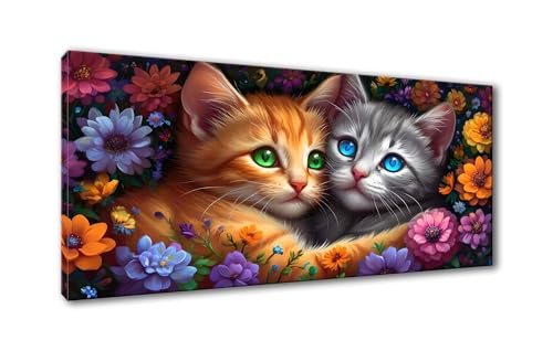 5D Diamond Painting Katze Diamond Painting Erwachsene Blume Diamant Painting Bilder Kinder DIY Diamant Malerei Stickerei Kreuzstich Set für Home Wand Deko Wohnzimmer Geschenke Frauen 30 x 60 cm Y-820 von Shueayin