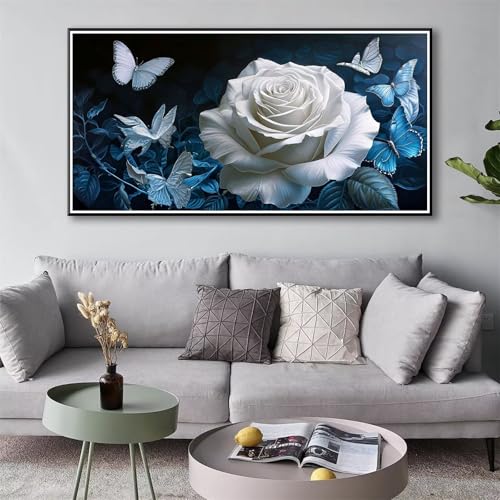 5D Diamond Painting Rose Diamond Painting Erwachsene Schmetterling Diamant Painting Bilder Kinder DIY Diamant Malerei Stickerei Kreuzstich Set für Home Wand Deko Geschenke für Frauen 30 x 60 cm Y-131 von Shueayin