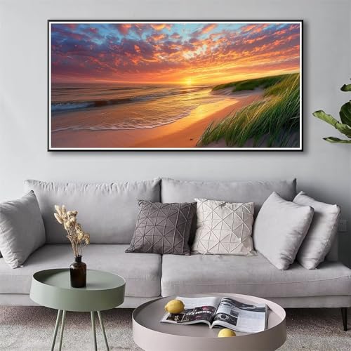 5D Diamond Painting Strand Diamond Painting Erwachsene Sonnenuntergang Diamant Painting Bilder Kinder DIY Diamant Malerei Stickerei Kreuzstich Set Home Wand Deko Geschenke für Frauen 30 x 60 cm Y-129 von Shueayin