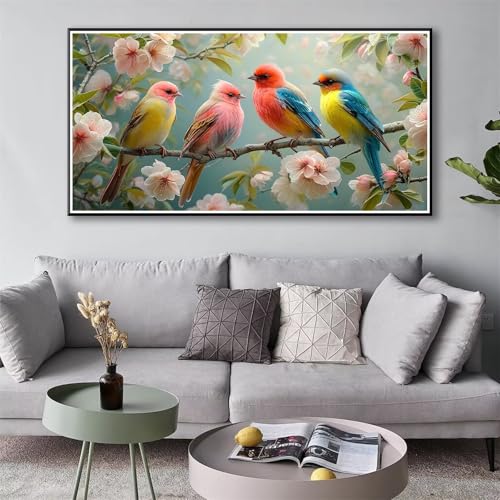 5D Diamond Painting Vogel Diamond Painting Erwachsene Blume Diamant Painting Bilder Kinder DIY Diamant Malerei Stickerei Kreuzstich Set für Home Wand Deko Wohnzimmer Geschenke Frauen 30 x 60 cm Y-103 von Shueayin