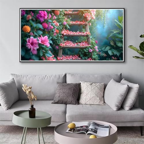 Blume Diamond Painting Erwachsene Groß XXL, 5D Diamond Painting 80 x 160 cm, Diamant Painting Bilder Landschaft Diamond Painting Set, DIY Diamant Malerei Crystal Art Kit für Deko Wohnzimmer Wand Y-102 von Shueayin