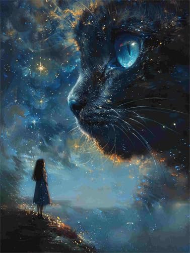 Diamond Painting 30 x 40 cm Katze Diamant Painting Bilder Erwachsene Sternenhimmel Diamond Art Eckige Steine, Diamant Malerei Stickerei Kreuzstich Set für Zimmer Wanddeko, Geschenke für Frauen F-701 von Shueayin