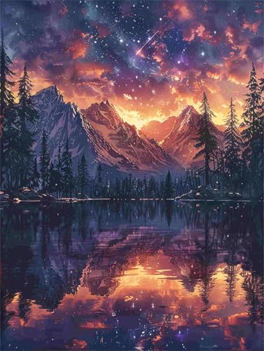 Diamond Painting 30 x 40 cm Sternenhimmel Diamant Painting Bilder Erwachsene Landschaft Diamond Art Eckige Steine, Diamant Malerei Stickerei Kreuzstich Set für Wanddeko, Geschenke für Frauen F-683 von Shueayin