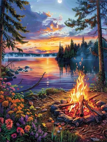 Diamond Painting 40 x 50 cm Sonnenuntergang Diamant Painting Bilder Erwachsene Meer Diamond Art Eckige Steine, Diamant Malerei Stickerei Kreuzstich Set für Zimmer Wanddeko, Geschenke für Frauen F-786 von Shueayin