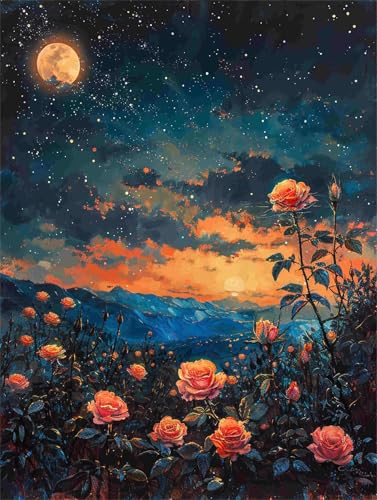 Diamond Painting 70 x 90 cm Landschaft Diamant Painting Bilder Erwachsene Blume Diamond Art Eckige Steine, Diamant Malerei Stickerei Kreuzstich Set für Zimmer Wanddeko, Geschenke für Frauen F-795 von Shueayin