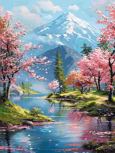 Diamond Painting 70 x 90 cm Landschaft Diamond Painting Erwachsene Berg Diamond Painting Eckige Steine, 5D Vollbohrer Diamant Malerei Stickerei Kreuzstich Set für Wanddeko, Mädchen Geschenke F-168 von Shueayin