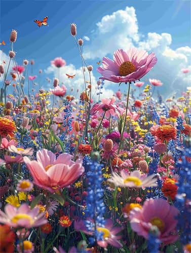 Diamond Painting Blume Diamant Painting Bilder Erwachsene Landschaft, 5D DIY Diamond Art Eckige Steine, Diamanten Malerei Kunst Bastelset für Deko Wohnzimmer, Geschenke für Frauen 30 x 40 cm F-805 von Shueayin