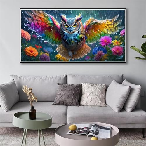 Diamond Painting Eule 5D Diamant Painting Bilder Blume Diamond Painting Erwachsene, Diamond Painting Set mit Zubehör, DIY Diamant Malerei für Wohnzimmer und Schlafzimmer Wanddeko 70 x 140 cm Y-111 von Shueayin