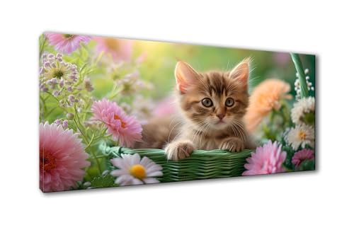 Diamond Painting Katze 5D Diamant Painting Bilder Blume Diamond Painting Erwachsene, Diamond Painting Set mit Zubehör, DIY Diamant Malerei für Wohnzimmer und Schlafzimmer Wanddeko 50 x 100 cm Y-867 von Shueayin