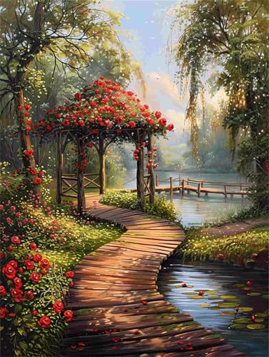 Diamond Painting Landschaft Diamant Painting Bilder Erwachsene Blume, 5D DIY Diamond Art Eckige Steine, Diamanten Malerei Kunst Bastelset für Deko Wohnzimmer, Geschenke für Frauen 50 x 70 cm F-645 von Shueayin