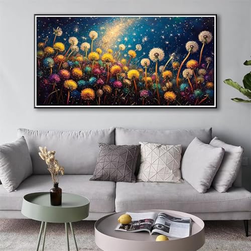 Diamond Painting Löwenzahn 5D Diamant Painting Bilder Landschaft Diamond Painting Erwachsene, Diamond Painting Set mit Zubehör, DIY Diamant Malerei Wohnzimmer Schlafzimmer Wanddeko 50 x 100 cm Y-115 von Shueayin