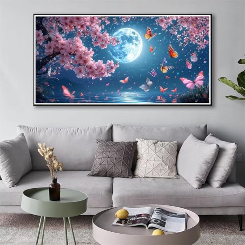 Diamond Painting Mond 5D Diamant Painting Bilder Baum Diamond Painting Erwachsene, Diamond Painting Set mit Zubehör, DIY Diamant Malerei für Wohnzimmer und Schlafzimmer Wanddeko 50 x 100 cm Y-132 von Shueayin