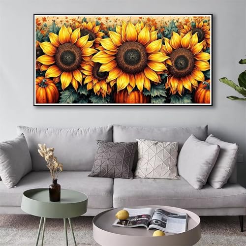 Diamond Painting Sonnenblume 5D Diamant Painting Bilder Blume Diamond Painting Erwachsene, Diamond Painting Set mit Zubehör, DIY Diamant Malerei für Wohnzimmer Schlafzimmer Wanddeko 50 x 100 cm Y-98 von Shueayin