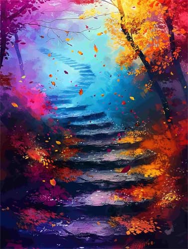 Diamond Painting Wald Diamant Painting Bilder Erwachsene Landschaft, 5D DIY Diamond Art Eckige Steine, Diamanten Malerei Kunst Bastelset für Deko Wohnzimmer, Geschenke für Frauen 70 x 90 cm F-785 von Shueayin