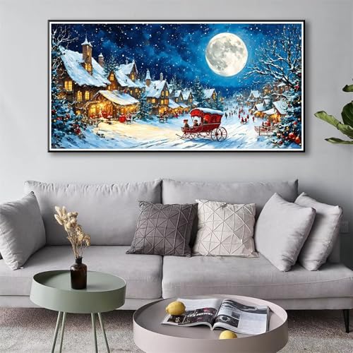 Diamond Painting Weihnachten 5D Diamant Painting Bilder Schneeszene Diamond Painting Erwachsene, Diamond Painting Set mit Zubehör, DIY Diamant Malerei Wohnzimmer Schlafzimmer Wanddeko 70 x 140 cm Y-99 von Shueayin